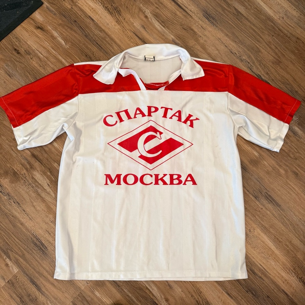 Mens vitnage 90s Chaptak Mockba Russian rugby jersey sz XL white made in Moscow